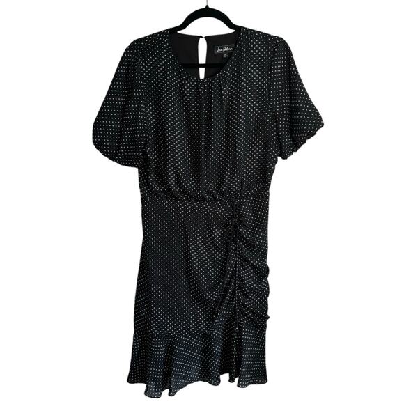 Sam Edelman Polka Dot Puff Sleeve Ruched Dress - Picture 2 of 13